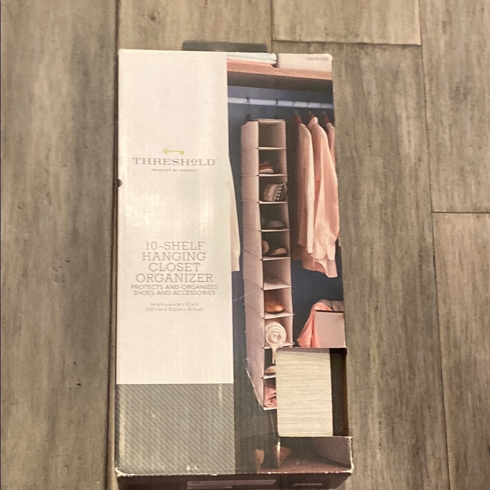 NIB Threshold 10-shelf hanging closet organizer-durable reinforced shelves